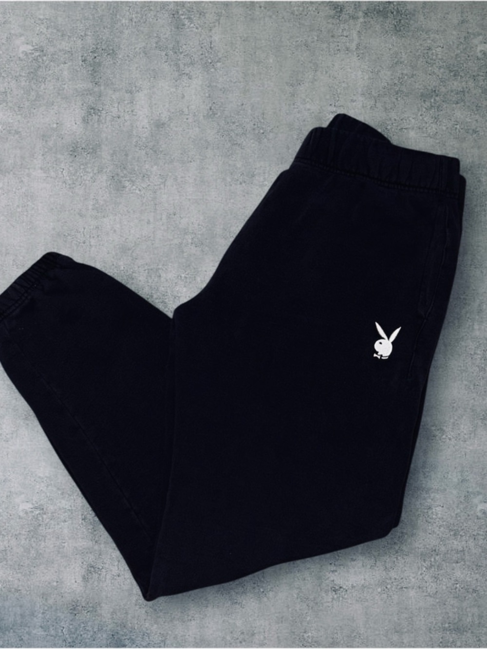 PLAYBOY Men’s Black Joggers with Playboy Logo Size Medium
